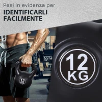 HOMCOM Kettlebell 12kg per Sport e Fitness con Base Piatta e Impugnatura, Kettlebell Pesi per Allenamento Home Gym Casa e Palestra, 27x21x31 cm, Nero(m-5)