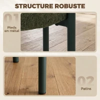 HOMCOM Lot de 4 Tabourets Empilables Ronds avec Assise Rembourrée, sans Dossier, Gain de Place, 45 x 45 x 47,5 cm, Vert Foncé(m-7)