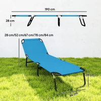 Outsunny Garden Sun Lounger, with Five-Position Back - Sky Blue(m-3)
