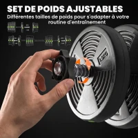 SPORTNOW Haltères 2 en 1 réglables, haltères libres avec poignées antidérapantes, 30 KG - Barres incluses(m-5)