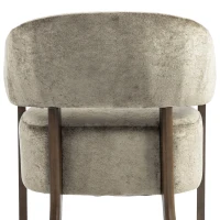 HOMCOM Accentfauteuil, gestoffeerde chenille fauteuil met massief houten frame en poten, lichtbruin(m-13)