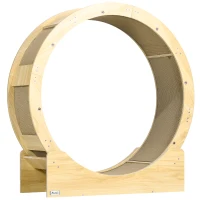 PawHut Kattenlooprad 91 cm Met Rem, Krabpad, Eiken(m-1)
