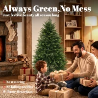 HOMCOM 5ft Artificial Christmas Tree, Hinged Xmas Tree with Realistic 513 PE & PVC Branch Tips, Fir Wood Base, Green(m-4)