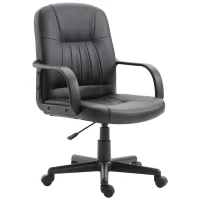 Vinsetto Silla de Oficina Giratoria Sillón de Escritorio Ergonómico con Ruedas Altura Ajustable Negro Material PU 60x60x90-99cm(m-11)