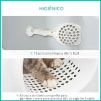PawHut Caixa de Areia para Gatos Caixa de Areia Fechada para Gatos com Bandeja Teto Abatível Orifício de Entrada e Pá Incluída 55x40x39cm Branco(m-4)