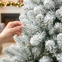 HOMCOM Kunstkerstboom 90 cm met 50 leds, 240 takpunten, sneeuwlook en voet van magnesiumoxide(m-10)