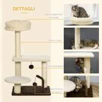 PawHut Albero Tiragraffi per Gatti con Palo in Sisal, Posatoio e Palline da Gioco, in Truciolato e Peluche, 44x38x81 cm(m-5)