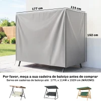 Outsunny Capa para Móveis de Jardim Capa Protetora para Baloiços de Exterior com Fecho de Correr 177x114x152 cm Cinzento(m-3)