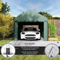 Outsunny Tenda Garagem 6x3 m Portátil Anti-UV com Paredes Laterais Desmontáveis e 2 Portas com Fecho de Correr Verde(m-7)