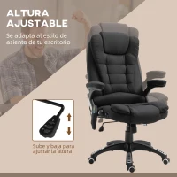 Vinsetto Silla de Masaje con 6 Puntos de Masaje con Función de Calefacción Altura Ajustable y Ruedas 68x72x110-120 cm Negro(m-5)