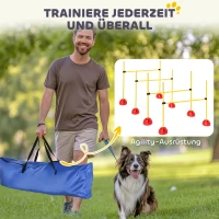 PawHut 5-delig Hondenagilityset met 4 Hordes en Draagtas voor Sprongtraining, Geel(m-6)