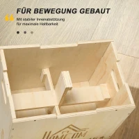 HOMCOM Plyo Box, Houten Springbox, Plyometrische Platform met Handgreep voor Thuis, 45 x 40 x 60 cm, Natuurlijk Hout(m-6)