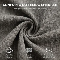 HOMCOM Cadeira de Escritório em Chenille com Rodas, Função Basculante, Altura Ajustável e Acolchoamento Espesso, Cinzenta(m-4)