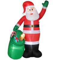 Outsunny 9ft/275 cm Christmas Inflatable Santa with Bear Sack, Giant Christmas Blow Up Decoration with Built-in LED Lights for Garden, Indoor Outdoor Home Decor(m-13)