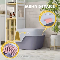 PawHut Katzentoilette, Katzenklo mit Deckel und Schaufel, leicht zu reinigen, verschließbar, Lila(m-7)