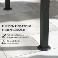 Outsunny Grillpaviljoen met 2 zijtafels, haken, stalen frame, 1,1 x 2,3m, Khaki(m-6)