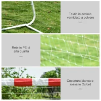 HOMCOM Rete da Calcio, Porta da Calcio e Calcetto in Plastica PE per Adulti e Bambini, 302x83x201cm(m-6)