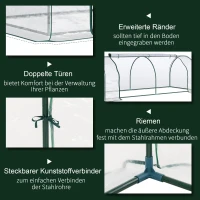 Outsunny kas, kweekkas met deur, koude kas, plantenhuis, plantenteelt, staal PVC, 250 x 100 x 80 cm(m-5)
