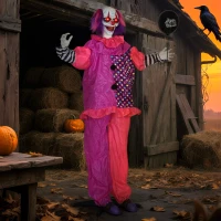 Outsunny 5′7″ Scary Animated Clown Decoration - Pink/Purple(m-10)