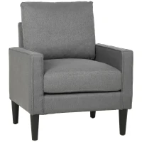 HOMCOM Accent Chair, Removable Pillow Linen Armchair with Comfy Spring Cushion for Living Room, Bedroom, Study, Dark Grey(m-14)