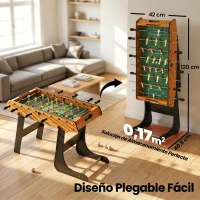 HOMCOM Futbolín con 22 Jugadores Juego de Mesa de Fútbol para Niños y Adultos con 2 Marcadores 98x42x62,5 cm Natural y Negro(m-5)
