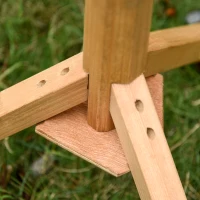 PawHut Wooden Bird Table Freestanding Feeding  Station for Garden Outside ,139H cm, Natural(m-9)