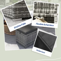 Outsunny 2-delige Set Rotan Krukken Zitkrukken met Rotanlook Opbergruimte Kussens Deksel 120 kg Belastbaar 40x40x41cm Donkergrijs(m-8)