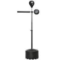 SPORTNOW Verstelbare Punchingball, 360° Draaibaar, Incl. Bokszwachtels, Zwart, 80,5 x 48 x 163-205 cm(m-11)