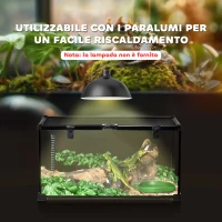 PawHut Terrario per Rettili Rialzato con Serratura e Termometro, in Vetro e Rete Metallica, 50x30x25 cm, Nero(m-8)