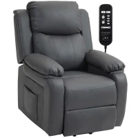 HOMCOM Riser and Recliner Chair with Vibration Massage, PU Leather Power Lift Chair for Elderly, Dark Grey(m-1)