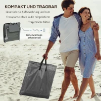 Outsunny 2-delige Strandmat Set, Verstelbaar, Opvouwbaar, 124L x 53B x 35-45H cm, Grijs(m-5)