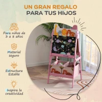 AIYAPLAY Pizarra Infantil de Doble Cara con 2 Cajas de Tela Caballete de Pintura para Niños con Estampado de Animales Rosa(m-6)