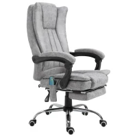 Vinsetto Poltrona per l'Ufficio Massaggiante Riscaldante, Altezza e Reclinazione Regolabili, 62x67x113-120cm, Grigio(m-11)