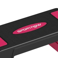 SPORTNOW Verstelbaar Stepbord Fitness Aerobic Stepper met 3 Hoogtestanden (12/17,5/22,5 cm), Antislip Mat Zwart + Roze(m-11)