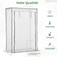 Outsunny Broeikas met PE-roosterfolie, deur, winterbestendig foliebroeikas van staal, kweekkas 101 x 50 x 150 cm, Wit(m-5)
