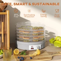 HOMCOM 5 Tier Food Dehydrator, 245W Food Dryer Machine with Adjustable Temperature Control for Drying Fruit, Meat, Vegetable, Jerky and Pet Treat, Grey(m-8)