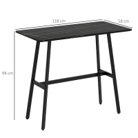 HOMCOM Tavolo da Bar Rettangolare per 4 Persone in MDF e Metallo, 118x58x98 cm, Nero(m-3)