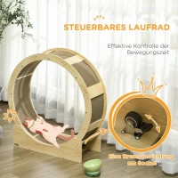 PawHut Kattenlooprad 91 cm Met Rem, Krabpad, Eiken(m-6)