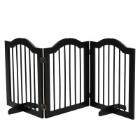 PawHut honden versperring beschermrek hondenrek configuratierooster 3-delig met twee steunpoten, stabiel en opvouwbaar geschikt voor binnen en buiten MDF zwart 154,5 x 29,5 x 61 cm(m-11)