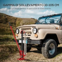 HOMCOM Cric Auto da 3 Tonnellate in Acciaio Rinforzato con Sollevamento 10-105cm, Rosso(m-5)