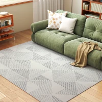 HOMCOM Modern Area Rug, Geometric Pattern Non-Slip Washable Rug, Soft Floor Carpet for Living Room, Bedroom, Dining Room, Home Office, 230 x 160 cm, Grey(m-10)