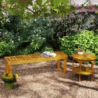Outsunny 2-Sitzer-Bank, Gartenbank aus Kiefernholz mit Latten-Sitz, Rustikale Außenbank für Garten, Veranda, Terrasse, Teak(m-10)