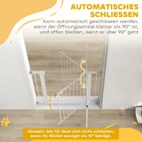 PawHut Deurhek, montage zonder boren, verstelbare breedte 76-97 cm, met één hand te openen, metaal, wit, 76 cm hoog(m-5)