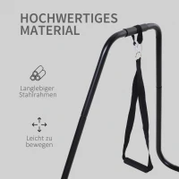 HOMCOM® Dipstation met slingtrainer dipstandaard parallel staven slingtrainer, staal, zwart, 90 x 81 x 92.5 cm(m-6)