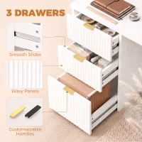 HOMCOM Computer Desk with 3 Drawers Reversible Home Office Desk 120 cm, White(m-7)