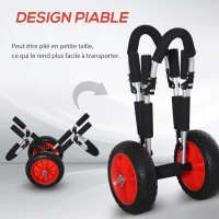 HOMCOM Chariot de surf pliable chariot de transport chariot de canoë cadre en aluminium dim. 64L x 55l x 38,5H noir et rouge(m-5)