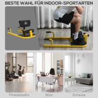 HOMCOM Sissy Squat Kniebeugentrainer Beintrainer Bauch-Gesäß-Trainer 3 in 1 Trainer verstellbar bis 120 kg Stahl Gelb+Schwarz 50 x 97 x (44,5–56,5) cm(m-4)