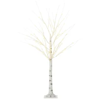 HOMCOM Árvore de Bétula com 96 Luzes LED IP44 Branco Quente Ramos Flexíveis Árvore de Decoração 22x22x150cm Branco(m-1)
