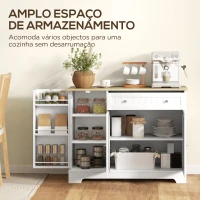 HOMCOM Aparador de Cozinha Armário de Cozinha com Gaveta Portas Magnéticas Prateleiras Ajustáveis 105x40x83 cm Branco e Madeira(m-4)