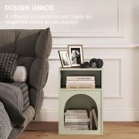 HOMCOM Mesa de Cabeceira Estreita com 2 Compartimentos Abertos e Design em Arco 40x30x60 cm Verde-Claro(m-4)